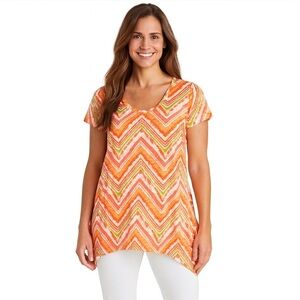 Caribbean Joe Bright Chevron Burnout Top, Size S